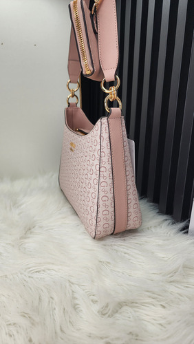 Bolsa Guess Sg892616 Nueva 100 % Original Con Etiqueta Rosa Palo Estampado Oro Rosa Palo