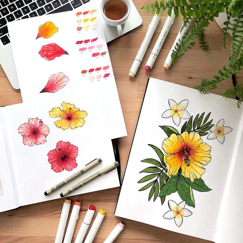 Arte De Capa Dura Do Caderno Ohuhu Marker Sketchbook Pads