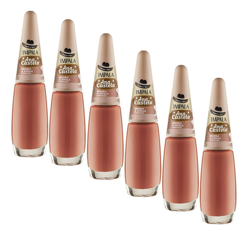Kit 6 Esmaltes Manicure 7,5ml Ana Castela Pincel Flat Impala Cor Segura A Fivela