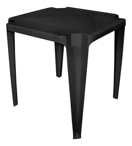 Mesa Plástica Quadrada Monobloco Empilhável Resistente 70cm Cor Preto