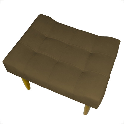 Puff Decorativo Retangular Requinte Pé Palito Suede Bege Cor Marrom