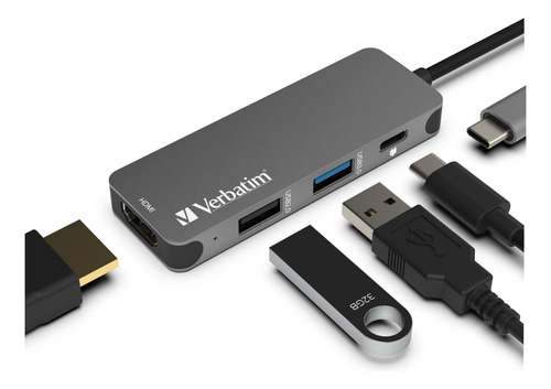 Adaptador De Concentrador Usb C 4 En 1 De Verbatim Con Dongl