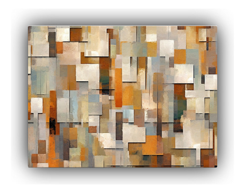 65x50cm Cuadro Decorativo Abstracto Pixelado Colores Tierra