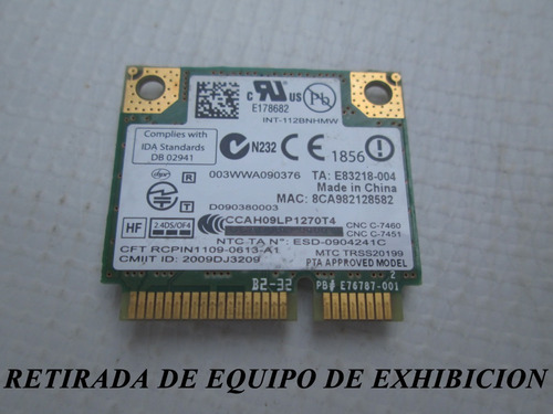 Tajeta Wifi Intel Centrino  N/p  112bnhmw Seminueva