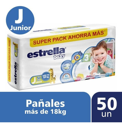 50 Pañales Estrella Baby Talle Junior ( J ) +de 18kg Juvenil