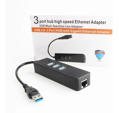 Adaptador Usb 3.0 A Rj45 Usb Lan Ethernet + Hub 3 Puertos 3.