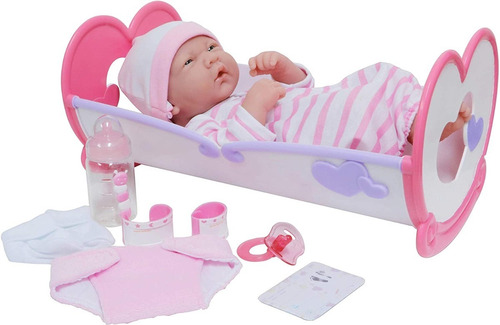 Reborn Bebe Real En Vinilo Cuna Mecedora 10 Piezas 35 Cm