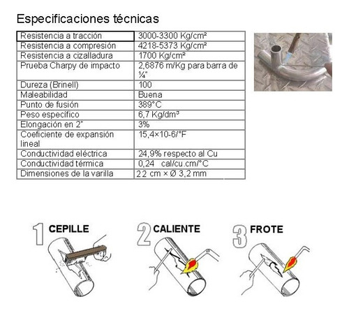 1 Varilla Para Soldar Aluminio Con Gas Butano Durafix Usa