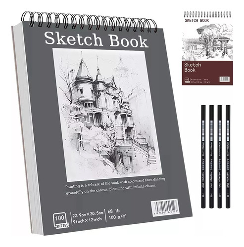 Cuaderno A4+ De Boceto Y Dibujo 200 Páginas Blank Sketchbook Color Gris