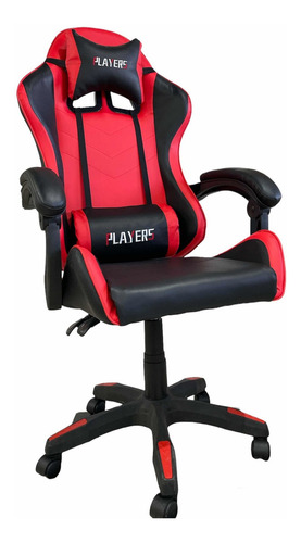 Silla De Escritorio Gamer Pro Players Ergonomica Color Rojo/negro Material Del Tapizado Cuero Sintético