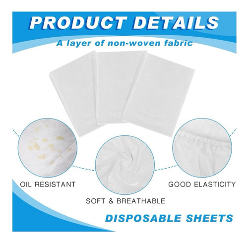 Sabanillas O Fundas Desechables Para Camillas Con Elastico 215x100 Cm Set De 10 Unidades