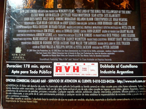 Señor De Los Anillos La Comunidad Del Anillo Vhs