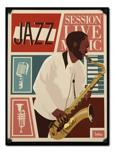 #1440 - Cuadro Vintage 30 X 40 - Jazz Poster Saxo Musica