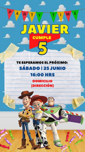 Invitacion Digital Toy Story Cumpleaños
