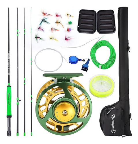 Kit Inicio Combinado Pesca Con Mosca Estandar Caña Mosca 9 P