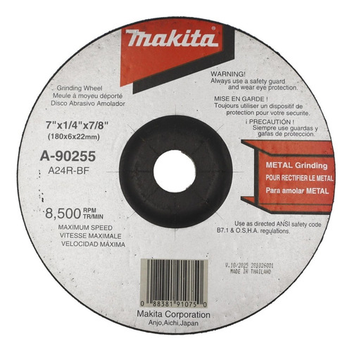 Disco Desbaste Metal 180 (7) X 6mm A24r - Makita