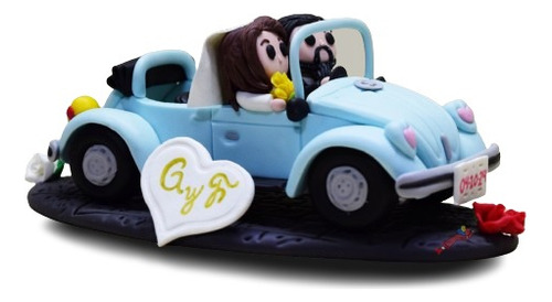 Novios Funko En Vocho Vw Muñecos Pastel Boda Porcelana Fria