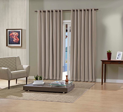 Cortina Bella Janela Blackout Voil Pratika 2,60x1,70m Lisa Cor Taupe