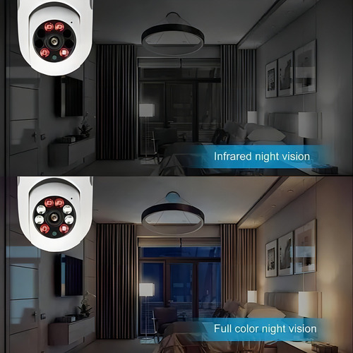 Cámara de seguridad OEM E27 con resolución 2MP visión nocturna incluida color blanco