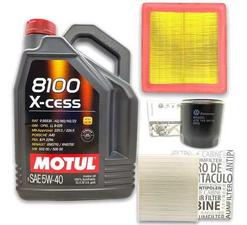 Kit Service Aceite Motul 8100 + 3 Filtros Vw Polo Msi 1.6