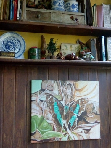 Cuadro De Mariposa Azul .acrilico Sobre Tela .marisa Bassi .