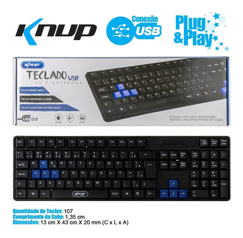 Teclado Computador Confortável Silencioso Teclas Wasd Barato
