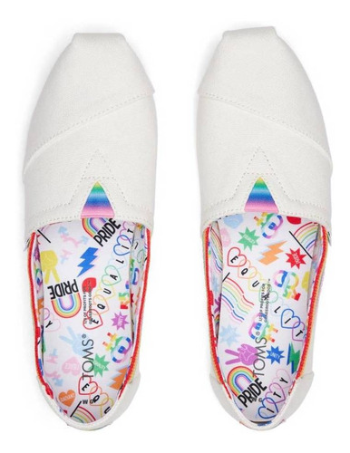 Alpargatas Toms Canvas Rainbow Webbing White Mujer