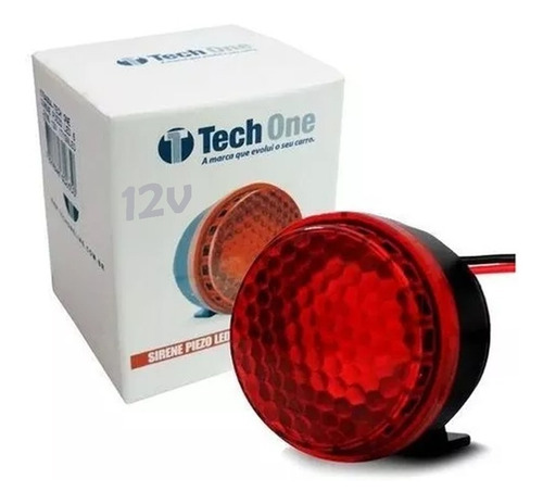 Sirene Ré Piezo 6 Tons Com Led Vermelho 12v 0,36w Universal