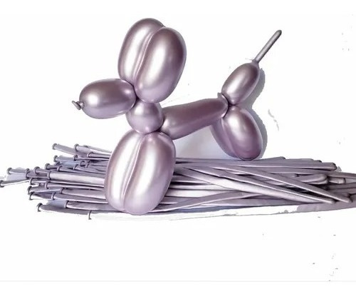 Globos Metálicos Salchicha Cromado Plata Fiestas 100pcs