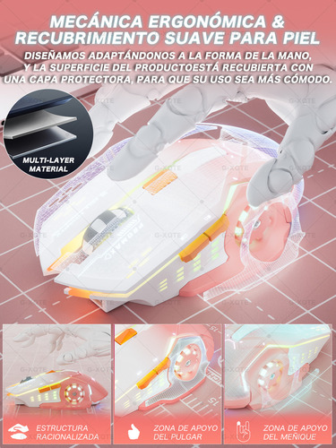 Mouse Gamer Rgb Inalámbrico Bluetooth G-xqte Dual Mode Bt & usb 2.4g GM28ProMax Rosa