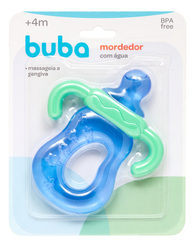 Kit 2 Mordedores Buba Macio Com Água Alívio Dentição Azul 4m
