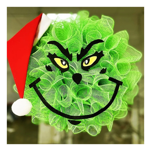 Imagen 6 de 8 de Corona De Navidad Grinch Para Puerta De Entrada