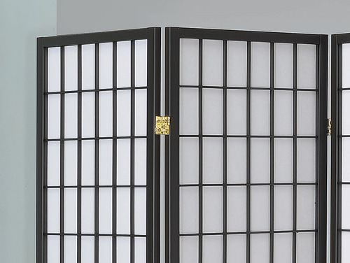 Imagen 4 de 7 de Biombo Negro 4 Paneles Con Cuadros. Biombo Decorativo