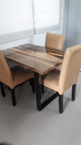 Mesa Malcom De Comedor Estilo Industrial Madera Dura Maciza