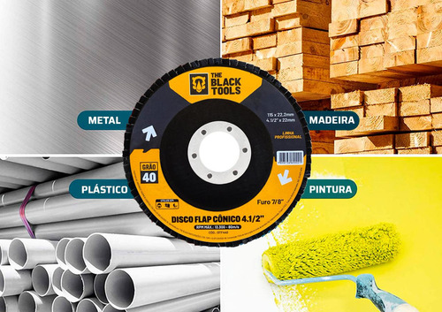 Disco De Lixa Flap Disc 4.1/2 Zirconio Grão 40 Caixa 10 Pcs Cor Amarelo
