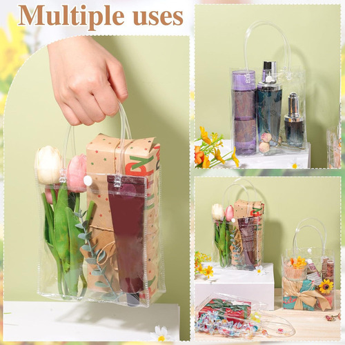 30 Bolsas De Regalo De Pvc Transparente De 15x7x20cm Con