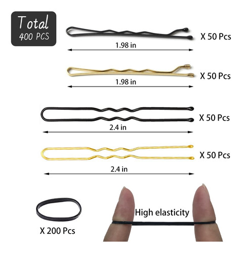 Kit De 400 Pinzas Para El Pelo, Incluye 100 Pinzas Bobby,...