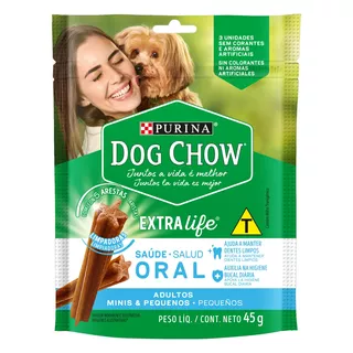 Petisco para Cães Adultos Raças Minis e Pequenas Purina Dog Chow Saúde Oral Pouch 45g 3 Unidades