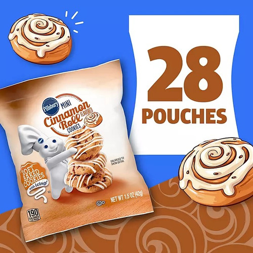 Pillsbury Soft Baked Mini Cinnamon Roll Cookies 1.5 Oz 28pk