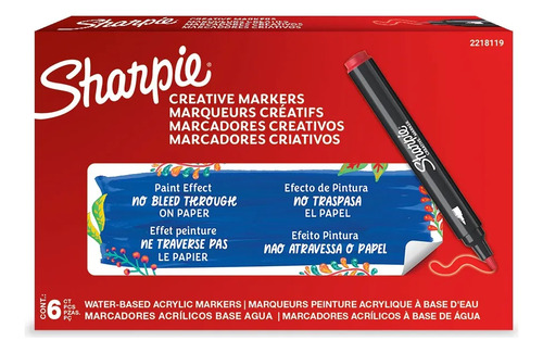 Pack x6 unidades Marcadores Acrílicos Color Rojo Sharpie