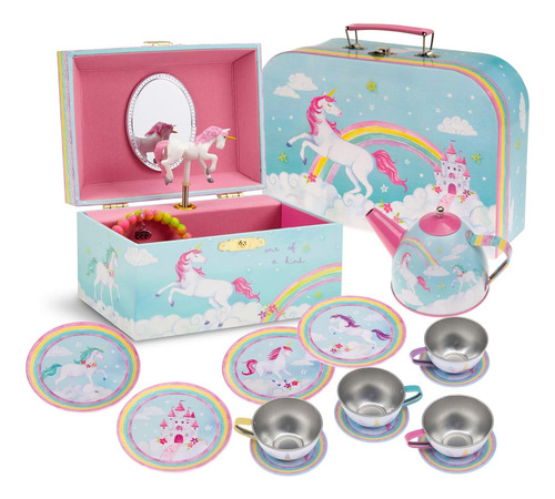 Juego De Regalo De Unicornio Arcoíris Joyero Musical Y Jue