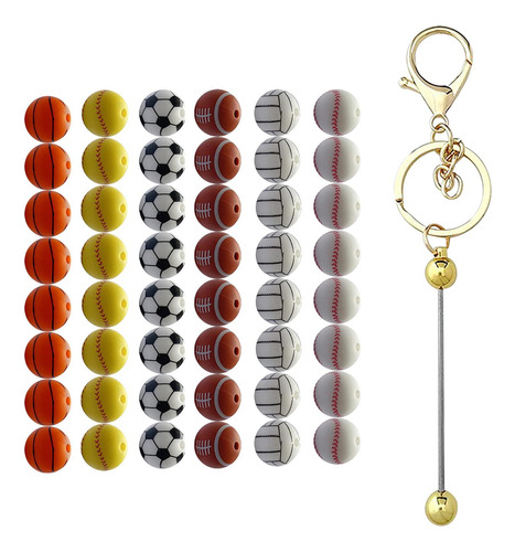 49x Cuentas Deportivas De Silicona Fabricación De Joyas 15