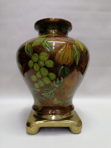 Florero Italiano En Porcelana Óleo Y Bronce 1930