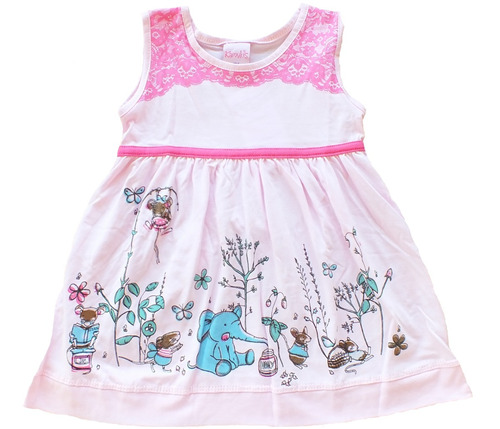 Vestido Algodão Infantil De Verão Kamylus Rosa Tamanho 2