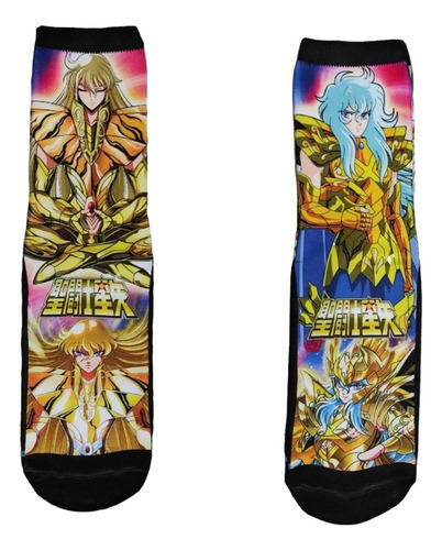 Calcetas Sublimadas Unisex Dibujos Animados Anime Caricatura Caballeros Del Zodiaco (caballeros De Oro) Unitalla Adulto