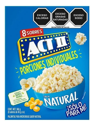 3 Pzas Nuevo Palomitas Act Ii Minis Sabor Natural 8 Sobre