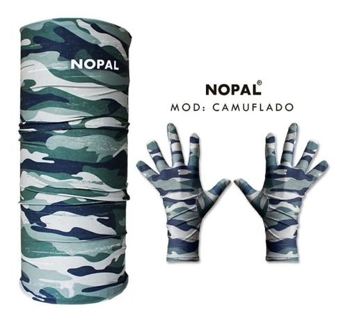 Combo Cuello Multiuso Nopal + Guantes Térmicos Running Bici