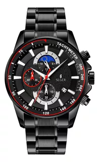 Reloj Hombre Seger 9250 Original Eeuu Acero Elegante Sport Color de la malla Negro