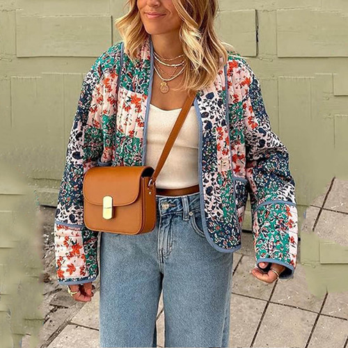 Chamarra Tipo Chamarra Acolchada Para Mujer Con Estampado Fl