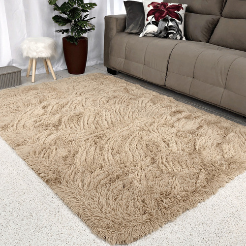 Tapete 2,00x1,50 Felpudo Sala E Quarto Diversas Cores Macio Comprimento 2 M Cor Bege Largura 1.5 M
